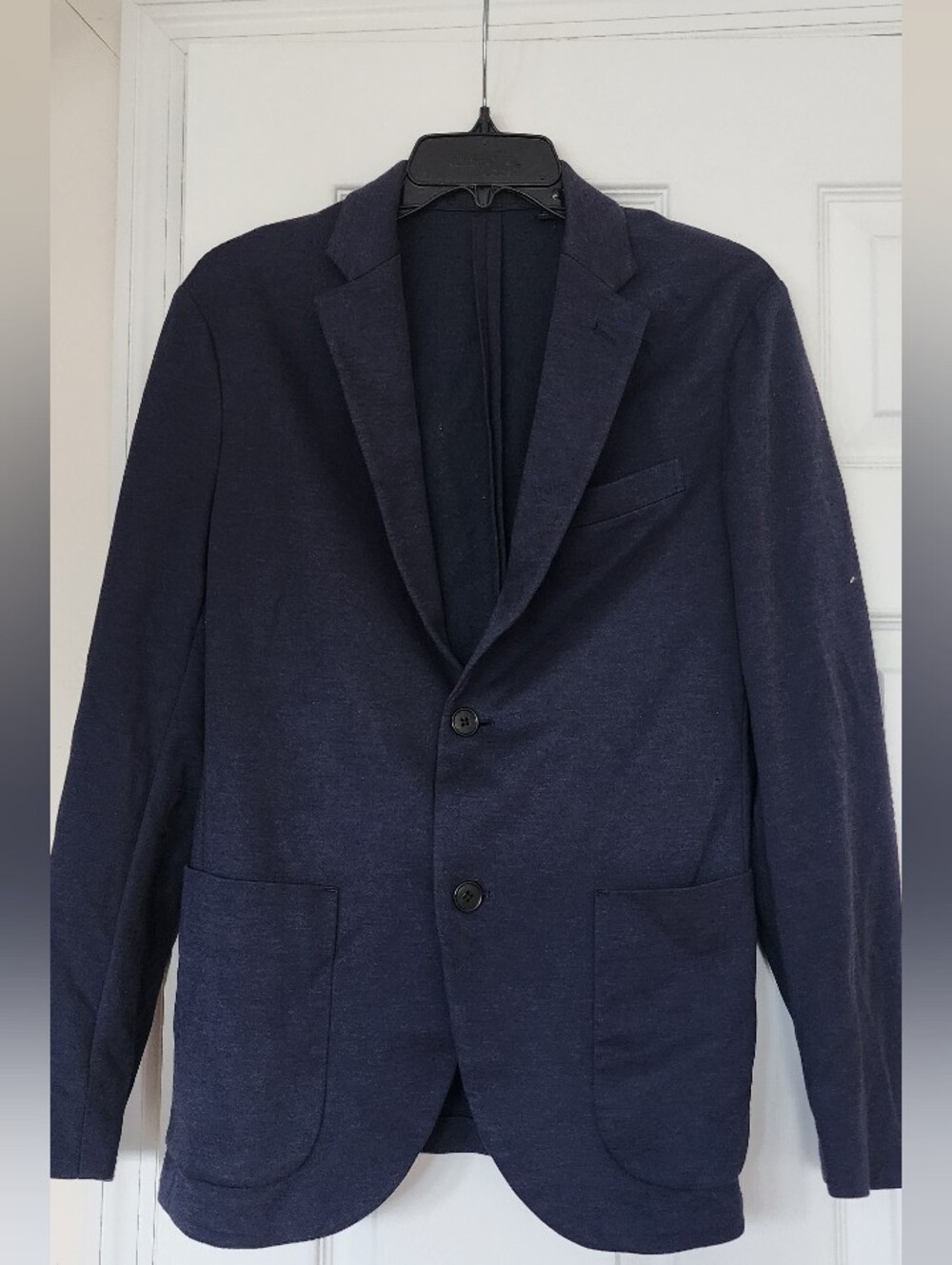 Uniqlo Men's Navy Knit Blazer - Two-Button Casual Tailored Jacket